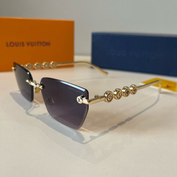 Louis Vuitton Gold Metal Frame Purple Sunglasses - Picture 3 of 8